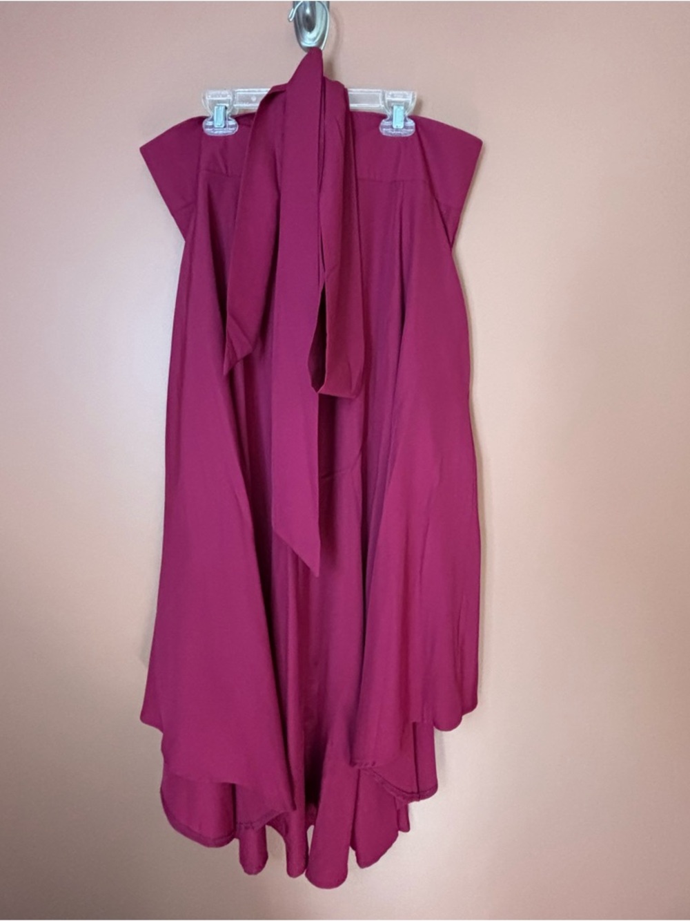 Raspberry Asymmetrical Hem Maxi Skirt